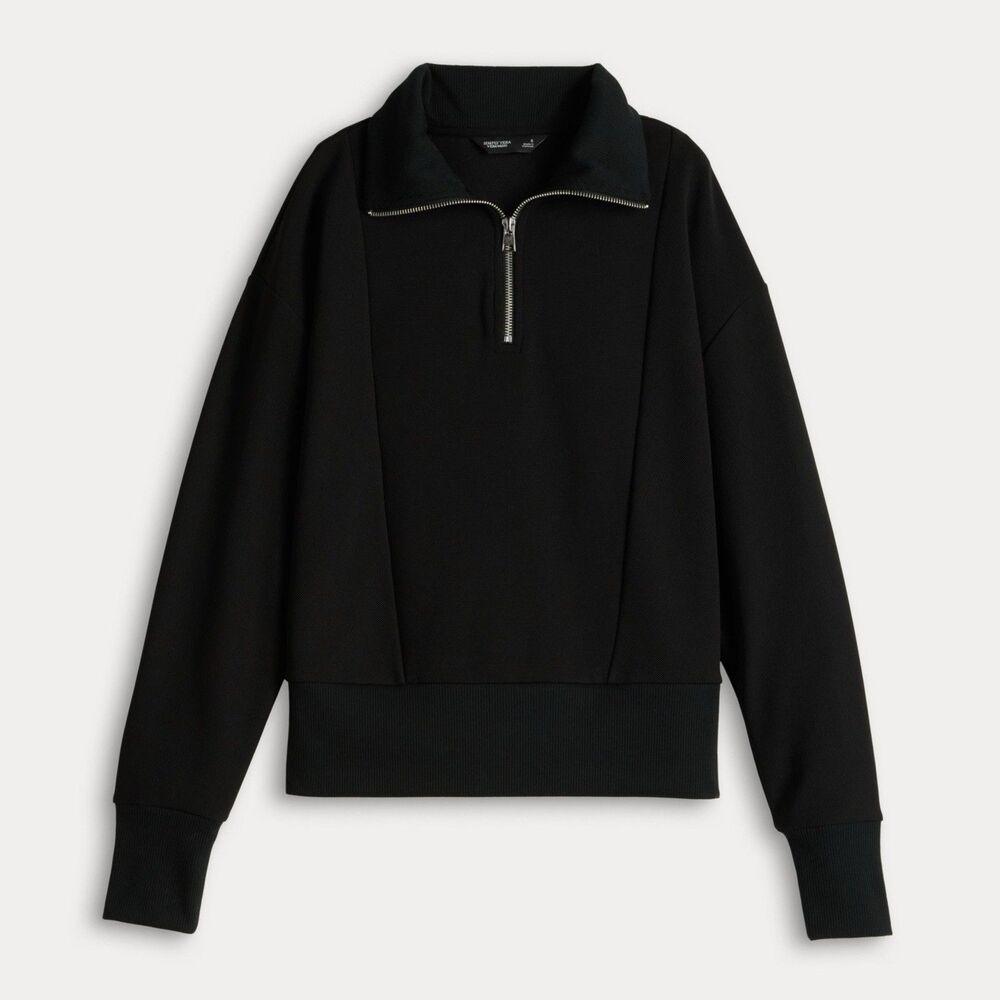 Women's Simply Vera Vera Wang Sweater Size L Black Long Sleeve Half-Zip Pullover